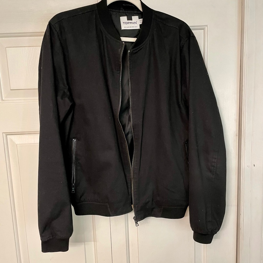 TOPMAN men’s black bomber jacket medium